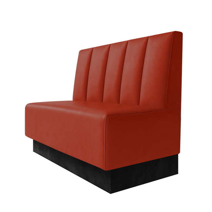 Schmidt | Gastrobank | B:H 100 x 100 cm | Rot | Tief Gestreift | Leder | Fußleiste Schwarz