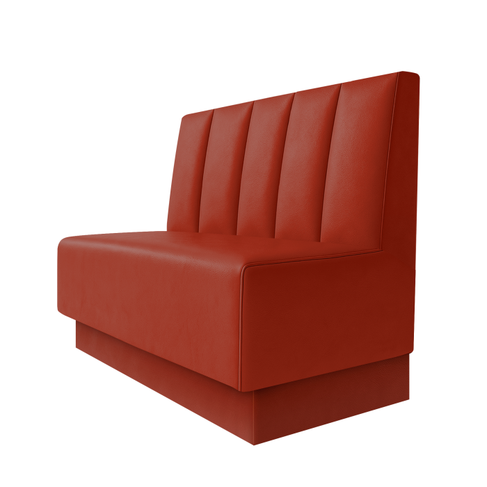 Schmidt | Gastrobank | B:H 100 x 100 cm | Rot | Tief Gestreift | Leder | Fußleiste Rot