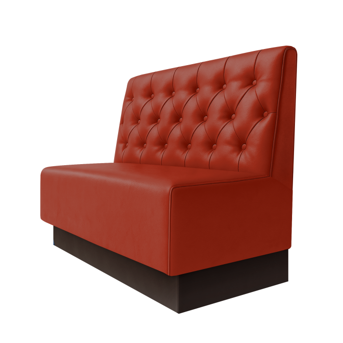Schmidt | Gastrobank | B:H 100 x 100 cm | Rot | Chesterfield | Leder | Fußleiste Braun