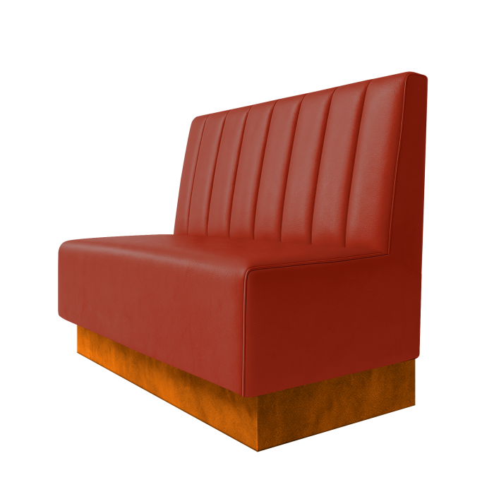 Schmidt | Gastrobank | B:H 100 x 100 cm | Rot | Gestreift 12cm | Leder | Fußleiste Orange