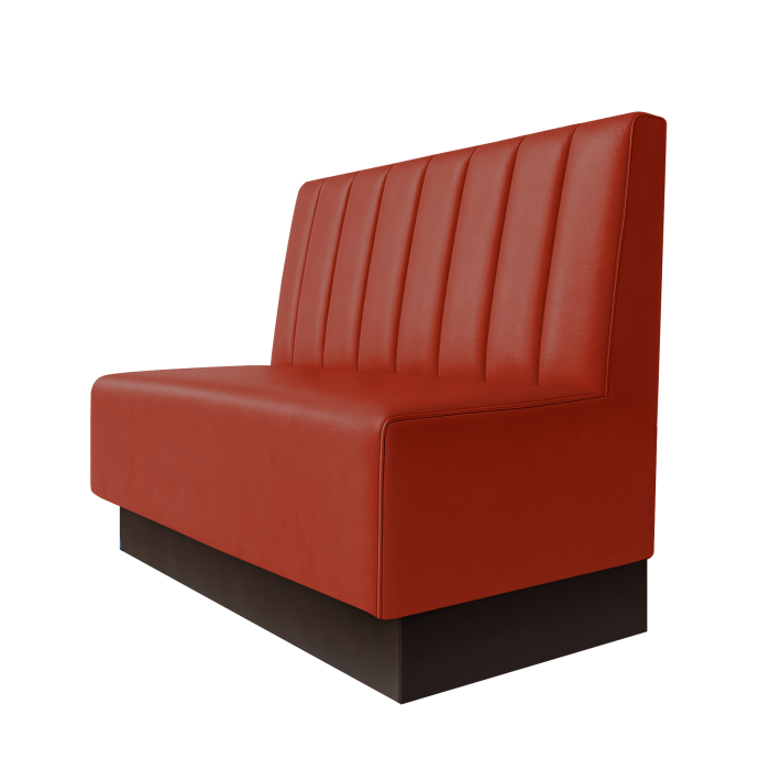 Schmidt | Gastrobank | B:H 100 x 100 cm | Rot | Gestreift 12cm | Leder | Fußleiste Braun