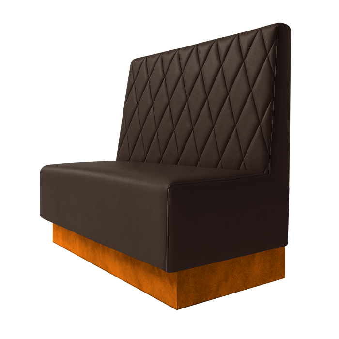 Schmidt | Gastrobank | B:H 100 x 100 cm | Braun | Raute | Leder | Fußleiste Orange