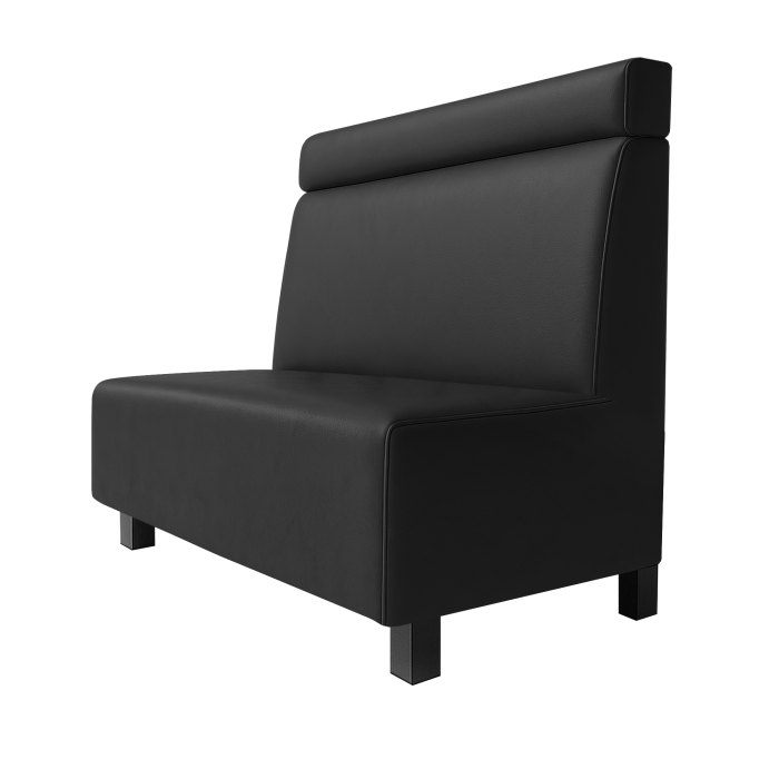 Schmidt | Gastrobank | B:H 100 x 100 cm | Schwarz | Glatt + Kopfteil | Leder | Möbelfuß Schwarz