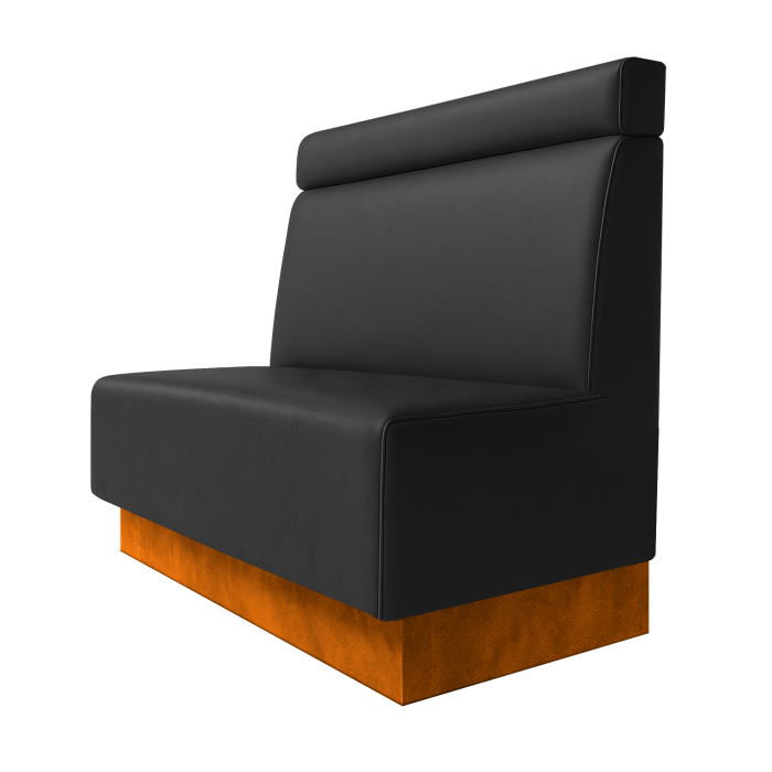 Schmidt | Gastrobank | B:H 100 x 100 cm | Schwarz | Glatt + Kopfteil | Leder | Fußleiste Orange
