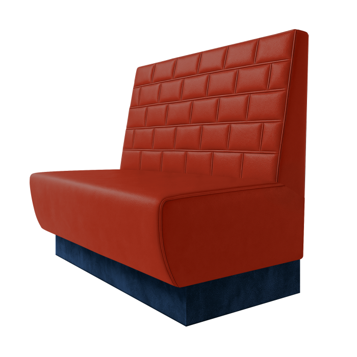 Meyer | Gastrobank | B:H 100 x 100 cm | Rot | Stein | Leder | Fußleiste Blau