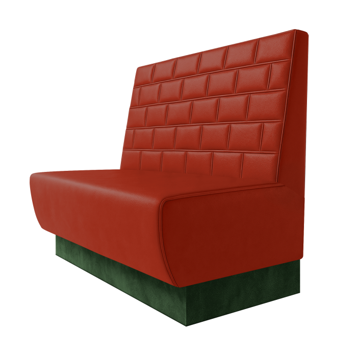 Meyer | Gastrobank | B:H 100 x 100 cm | Rot | Stein | Leder | Fußleiste Grün