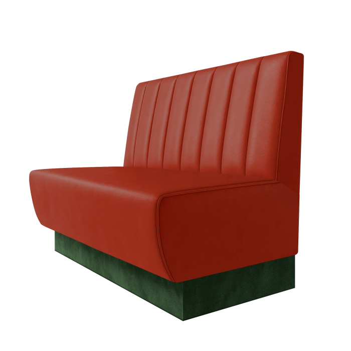 Meyer | Gastrobank | B:H 100 x 100 cm | Rot | Gestreift 12cm | Leder | Fußleiste Grün