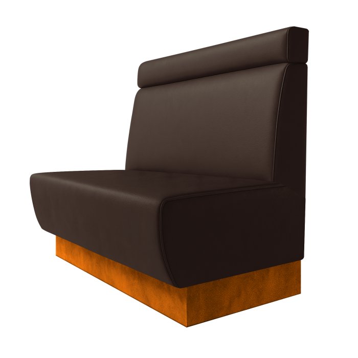 Meyer | Gastrobank | B:H 100 x 100 cm | Braun | Glatt + Kopfteil | Leder | Fußleiste Orange