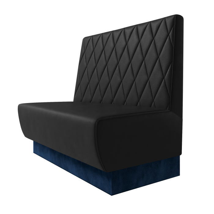 Meyer | Gastrobank | B:H 100 x 100 cm | Schwarz | Raute | Leder | Fußleiste Blau