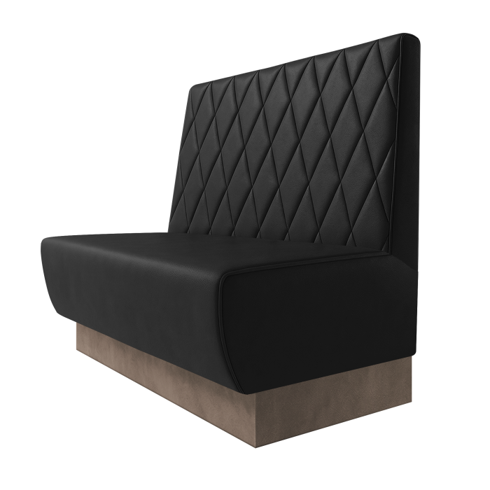 Meyer | Gastrobank | B:H 100 x 100 cm | Schwarz | Raute | Leder | Fußleiste Taupe