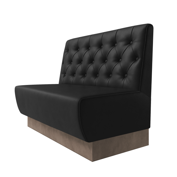 Meyer | Gastrobank | B:H 100 x 100 cm | Schwarz | Chesterfield | Leder | Fußleiste Taupe