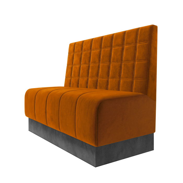 Fischer | Gastrobank | B:H 100 x 100 cm | Orange | Blocks | Samt | Fußleiste Grau