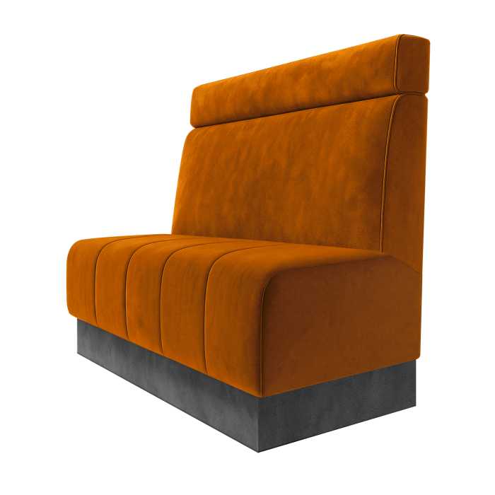 Fischer | Gastrobank | B:H 100 x 100 cm | Orange | Glatt + Kopfteil | Samt | Fußleiste Grau