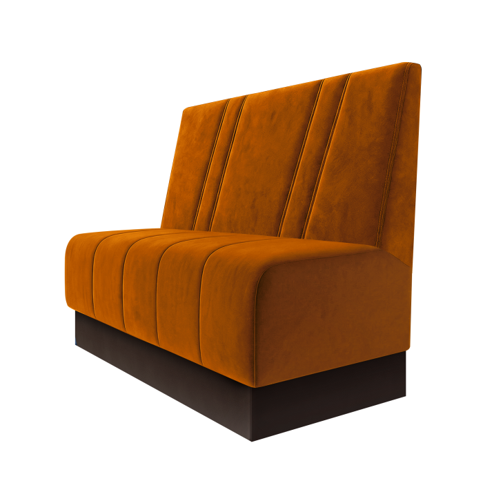 Fischer | Gastrobank | B:H 100 x 100 cm | Orange | Schräg Gestreift | Samt | Fußleiste Braun
