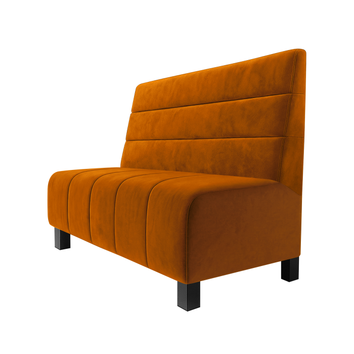 Fischer | Gastrobank | B:H 100 x 100 cm | Orange | Horizontal Gestreift | Samt | Möbelfuß Schwarz