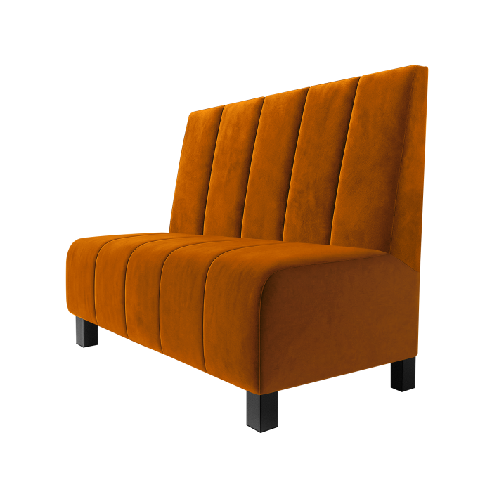 Fischer | Gastrobank | B:H 100 x 100 cm | Orange | Tief Gestreift | Samt | Möbelfuß Schwarz