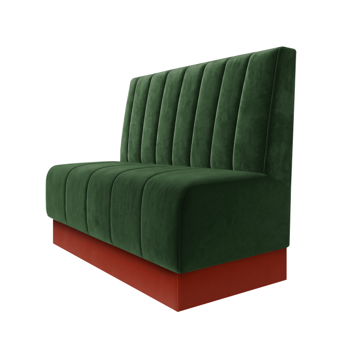 Fischer | Gastrobank | B:H 100 x 100 cm | Grün | Gestreift 12cm | Samt | Fußleiste Rot