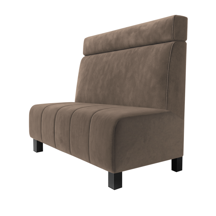 Fischer | Gastrobank | B:H 100 x 100 cm | Taupe | Glatt + Kopfteil | Samt | Möbelfuß Schwarz