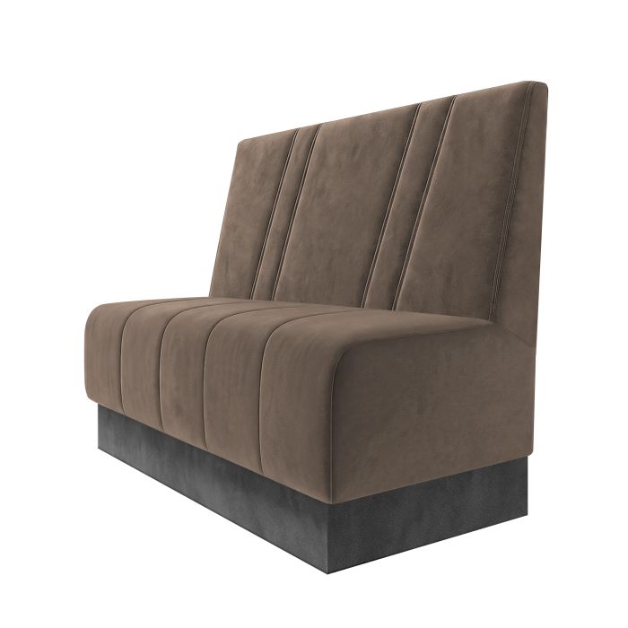 Fischer | Gastrobank | B:H 100 x 100 cm | Taupe | Schräg Gestreift | Samt | Fußleiste Grau