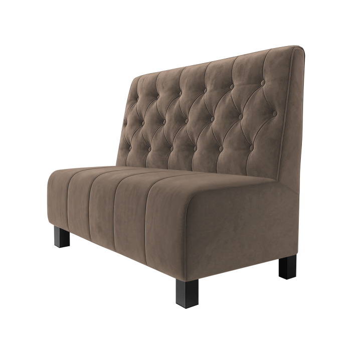 Fischer | Gastrobank | B:H 100 x 100 cm | Taupe | Chesterfield | Samt | Möbelfuß Schwarz