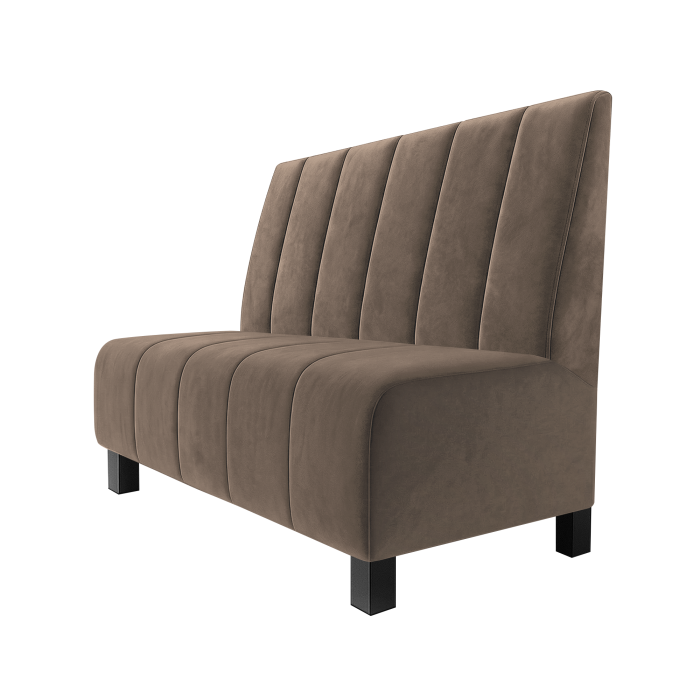 Fischer | Gastrobank | B:H 100 x 100 cm | Taupe | Gestreift Doppelnahnt 24cm | Samt | Möbelfuß Schwarz