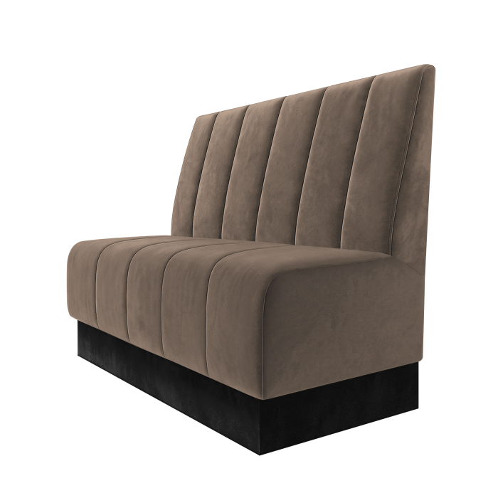 Fischer | Gastrobank | B:H 100 x 100 cm | Taupe | Gestreift Doppelnahnt 24cm | Samt | Fußleiste Schwarz