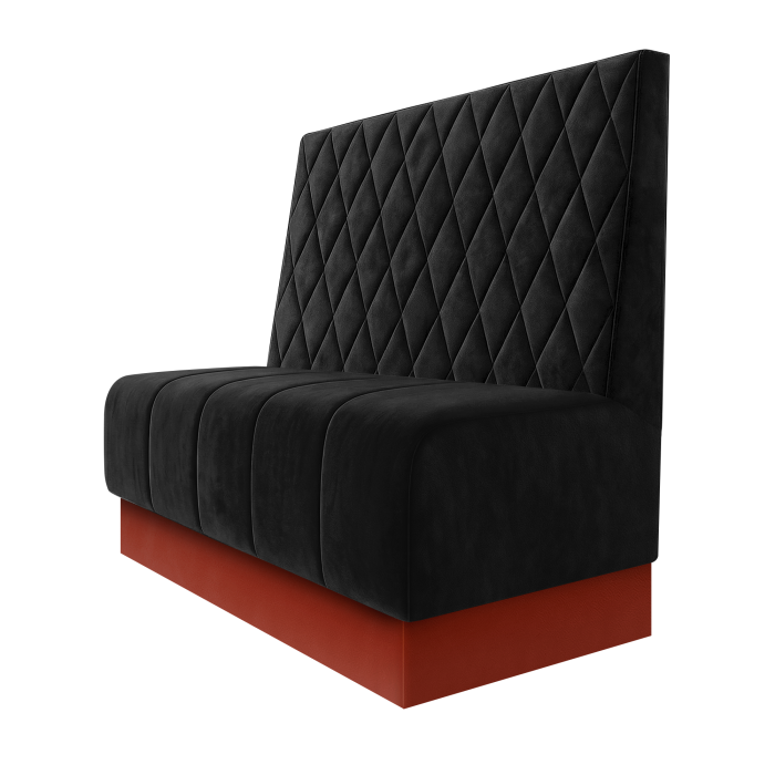 Fischer | Gastrobank | B:H 100 x 100 cm | Schwarz | Raute | Samt | Fußleiste Rot