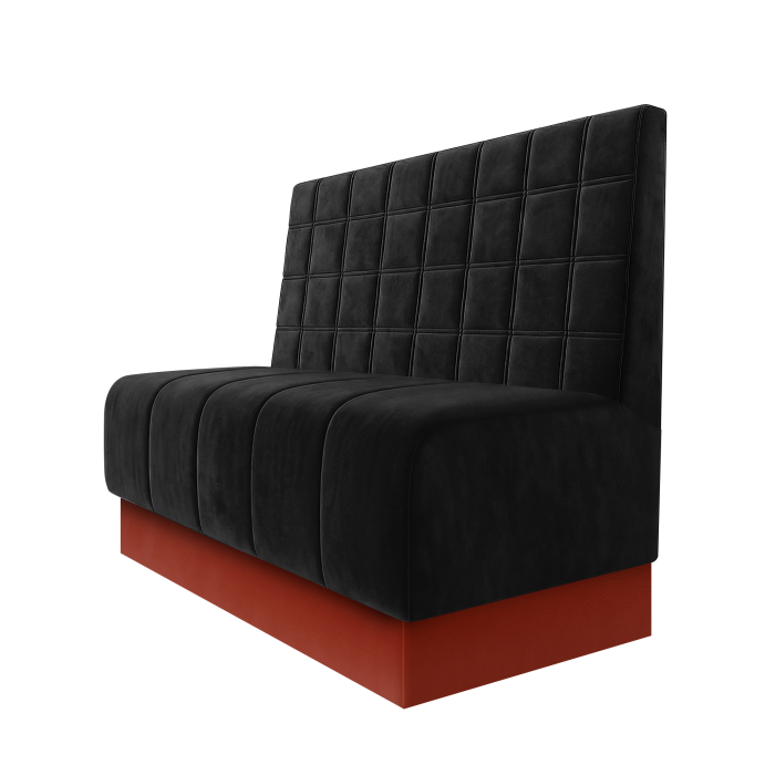 Fischer | Gastrobank | B:H 100 x 100 cm | Schwarz | Blocks | Samt | Fußleiste Rot
