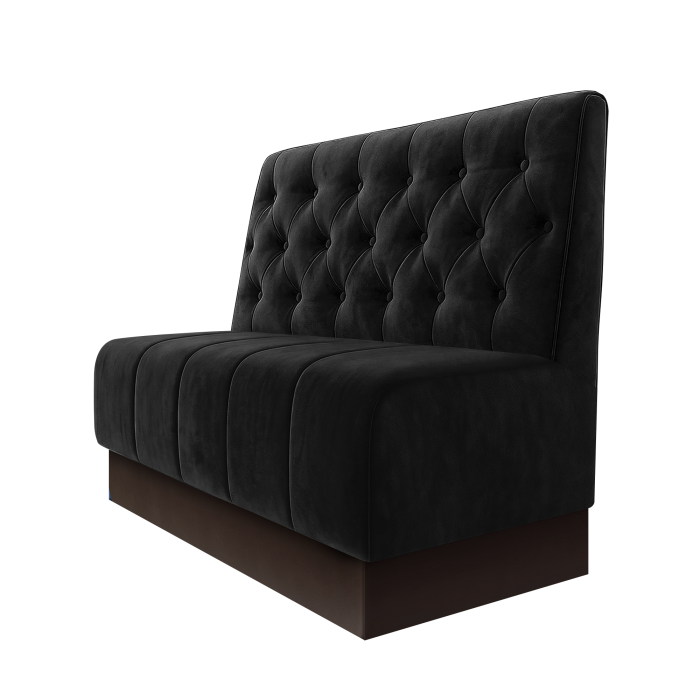 Fischer | Gastrobank | B:H 100 x 100 cm | Schwarz | Chesterfield | Samt | Fußleiste Braun