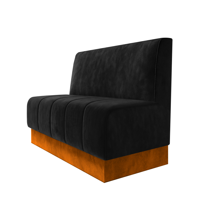 Fischer | Gastrobank | B:H 100 x 100 cm | Schwarz | Glatt | Samt | Fußleiste Orange