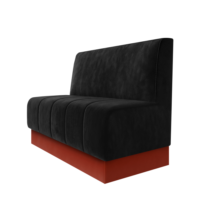 Fischer | Gastrobank | B:H 100 x 100 cm | Schwarz | Glatt | Samt | Fußleiste Rot