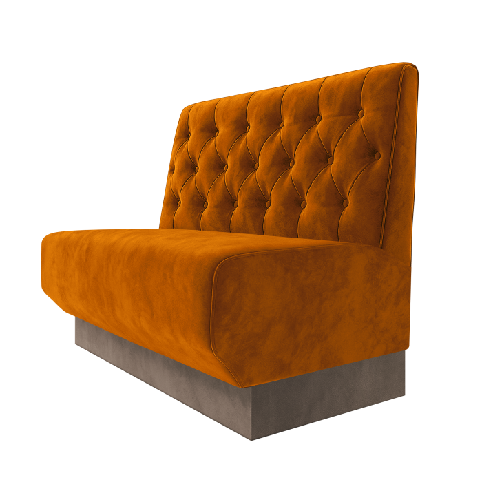 Wagner | Gastrobank | B:H 100 x 100 cm | Orange | Chesterfield | Samt | Fußleiste Taupe
