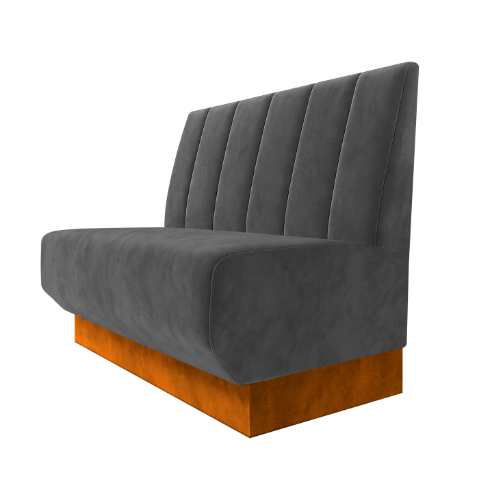 Wagner | Gastrobank | B:H 100 x 100 cm | Grau | Gestreift Doppelnahnt 24cm | Samt | Fußleiste Orange