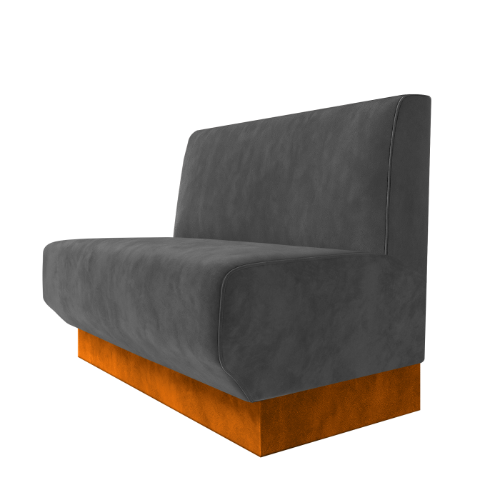 Wagner | Gastrobank | B:H 100 x 100 cm | Grau | Glatt | Samt | Fußleiste Orange