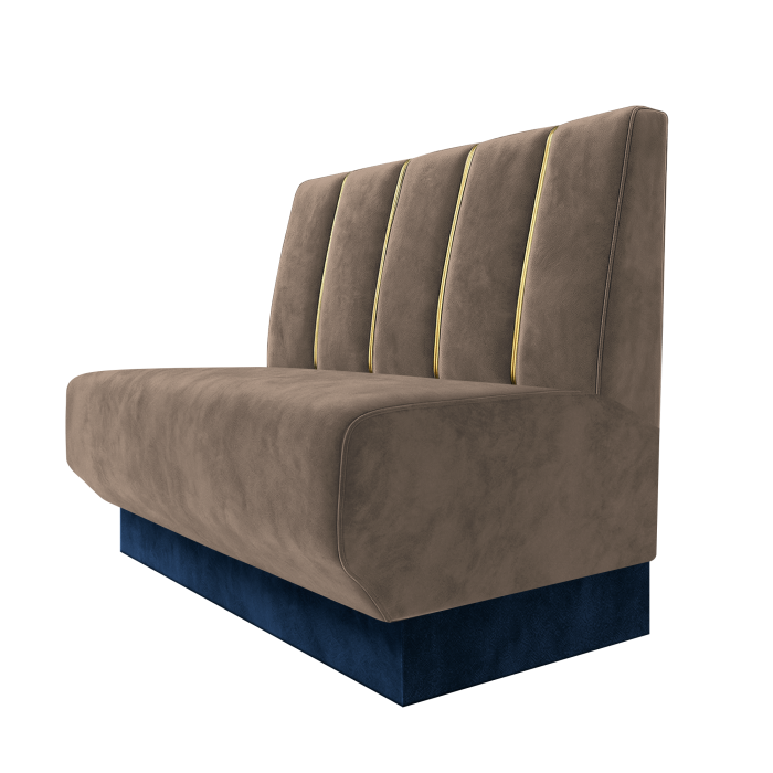Wagner | Gastrobank | B:H 100 x 100 cm | Taupe | Dubai | Samt | Fußleiste Blau