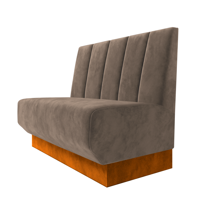 Wagner | Gastrobank | B:H 100 x 100 cm | Taupe | Tief Gestreift | Samt | Fußleiste Orange