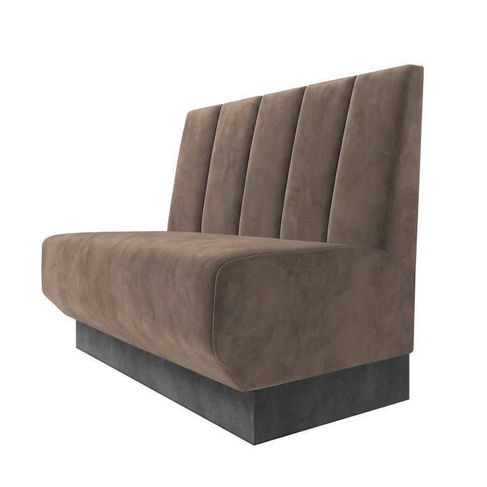 Wagner | Gastrobank | B:H 100 x 100 cm | Taupe | Tief Gestreift | Samt | Fußleiste Grau