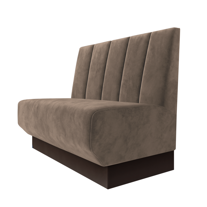 Wagner | Gastrobank | B:H 100 x 100 cm | Taupe | Tief Gestreift | Samt | Fußleiste Braun