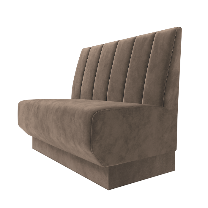 Wagner | Gastrobank | B:H 100 x 100 cm | Taupe | Gestreift Doppelnahnt 24cm | Samt | Fußleiste Taupe