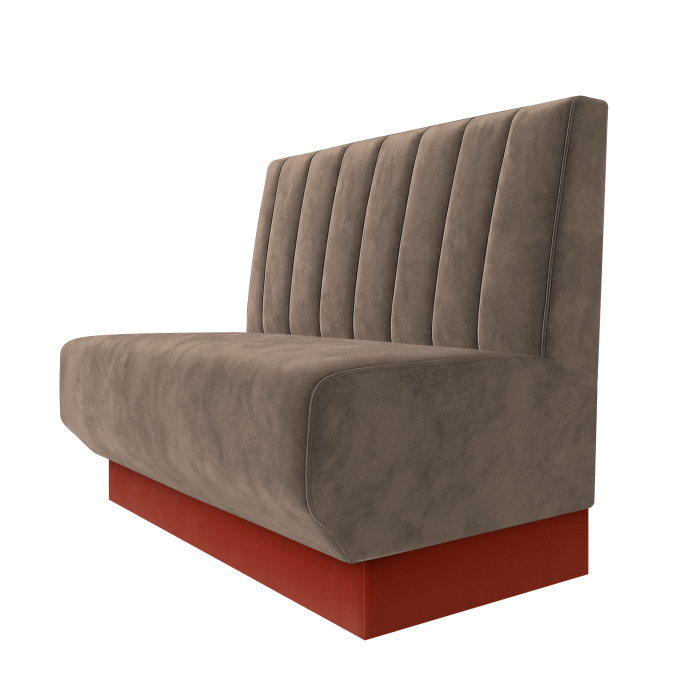 Wagner | Gastrobank | B:H 100 x 100 cm | Taupe | Gestreift 12cm | Samt | Fußleiste Rot