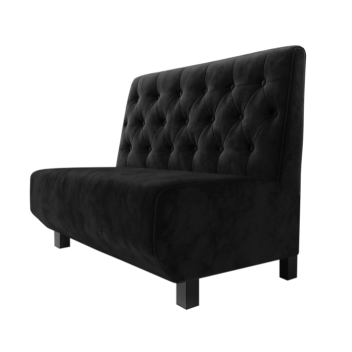 Wagner | Gastrobank | B:H 100 x 100 cm | Schwarz | Chesterfield | Samt | Möbelfuß Schwarz