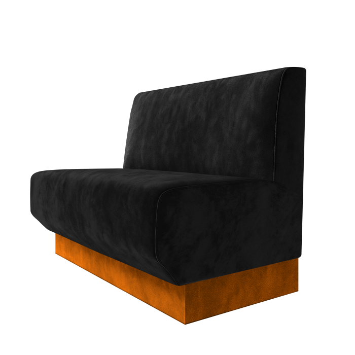 Wagner | Gastrobank | B:H 100 x 100 cm | Schwarz | Glatt | Samt | Fußleiste Orange