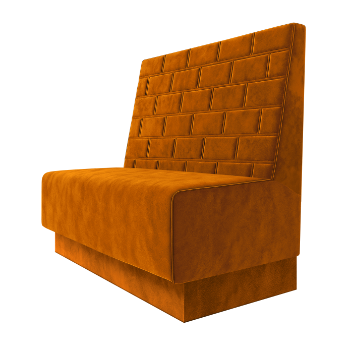 Schmidt | Gastrobank | B:H 100 x 100 cm | Orange | Stein | Samt | Fußleiste Orange
