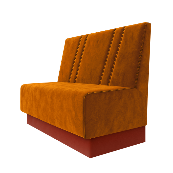 Schmidt | Gastrobank | B:H 100 x 100 cm | Orange | Schräg Gestreift | Samt | Fußleiste Rot