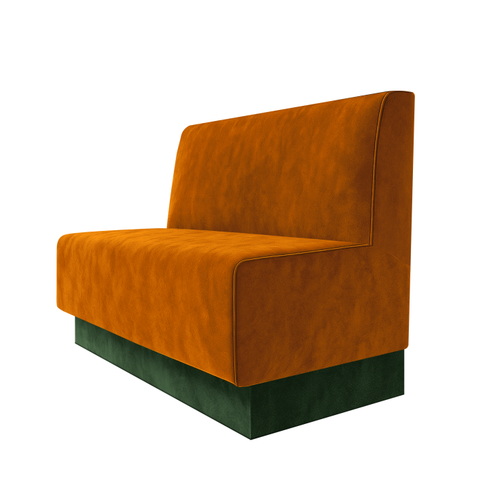 Schmidt | Gastrobank | B:H 100 x 100 cm | Orange | Glatt | Samt | Fußleiste Grün
