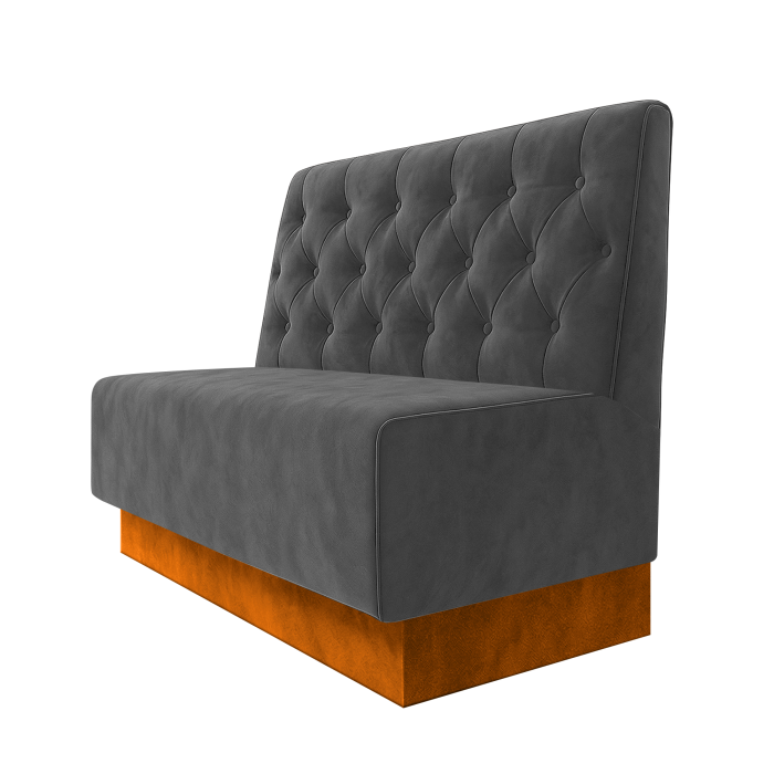 Schmidt | Gastrobank | B:H 100 x 100 cm | Grau | Chesterfield | Samt | Fußleiste Orange