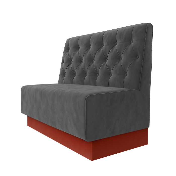 Schmidt | Gastrobank | B:H 100 x 100 cm | Grau | Chesterfield | Samt | Fußleiste Rot