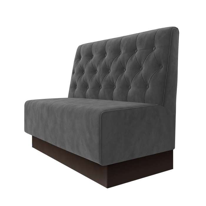 Schmidt | Gastrobank | B:H 100 x 100 cm | Grau | Chesterfield | Samt | Fußleiste Braun