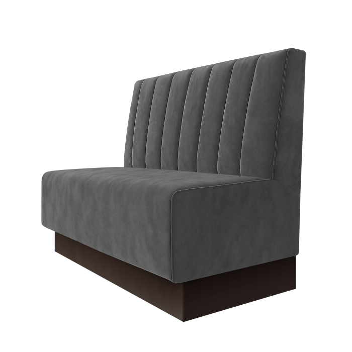 Schmidt | Gastrobank | B:H 100 x 100 cm | Grau | Gestreift 12cm | Samt | Fußleiste Braun