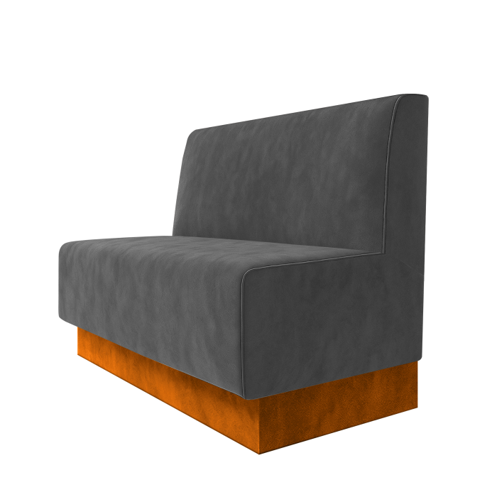 Schmidt | Gastrobank | B:H 100 x 100 cm | Grau | Glatt | Samt | Fußleiste Orange